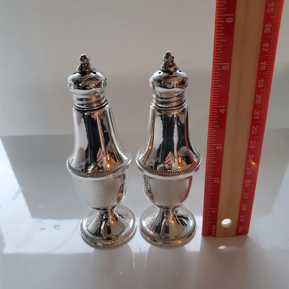 Sterling silver salt pepper shaker duchin weighted glass - Picture 1 of 5